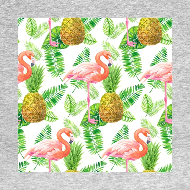 Tropical garden watercolor pattern by katerinamk